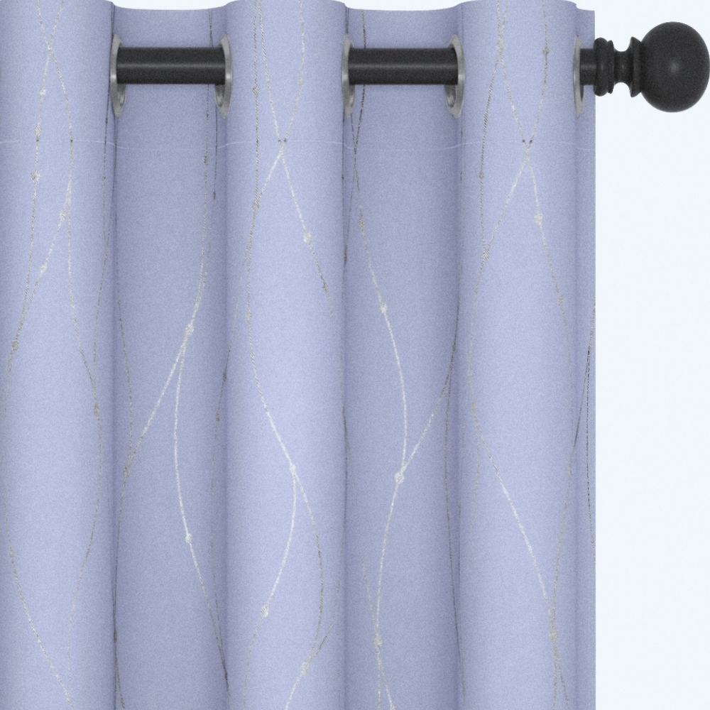 Elegant Dusty Amythyst and Silver Curtain Panel Set with Shiny Silver Grommets